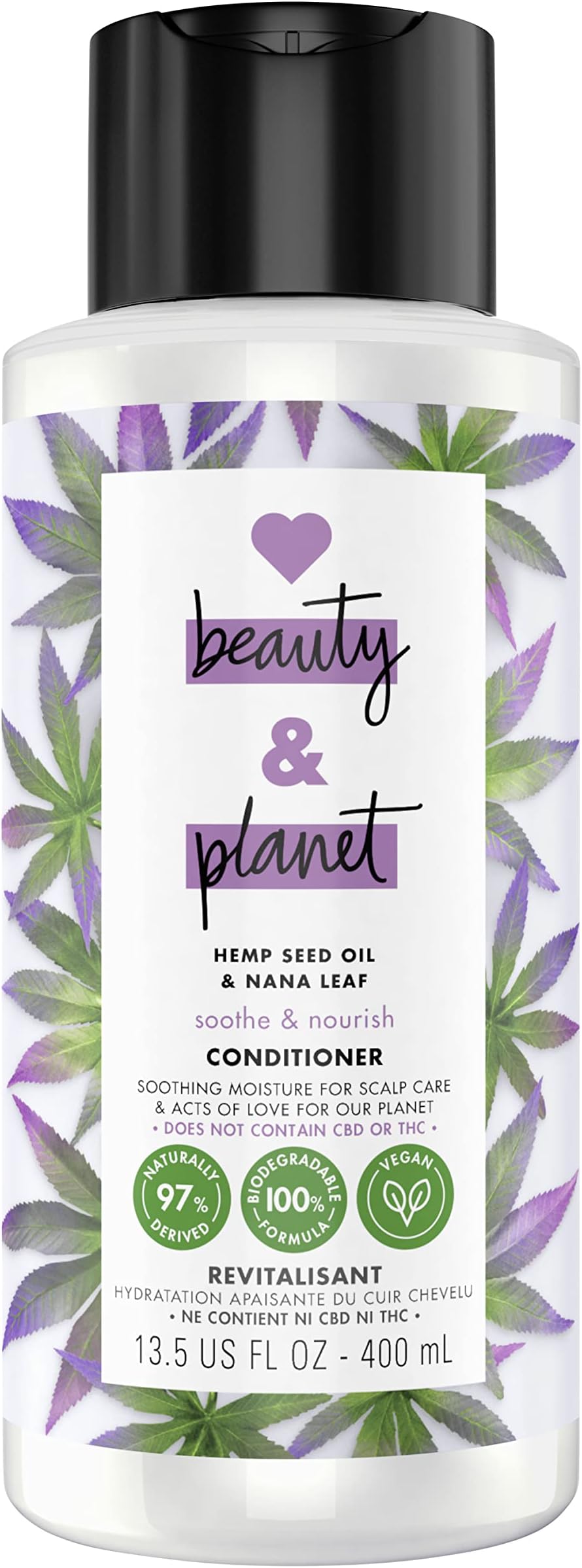 100% Biodegradable Hydrating Conditioner Soothe & Nourish Dry Scalp Hemp Seed Oil & Nana Leaf Vegan, Silicone-free, Cruelty-free Hair Care 13.5 oz