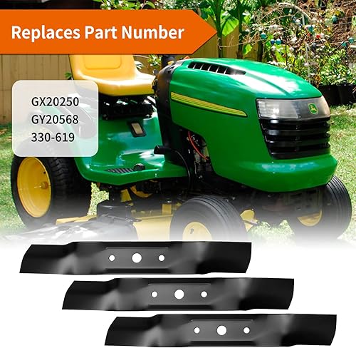 Miniatura 5 de budrash GX20250 - Cuchillas de cortacésped para John Dee re 48 pulgadas, GY20568 cuchillas de alta elevación compatibles con John Dee re L120 L130