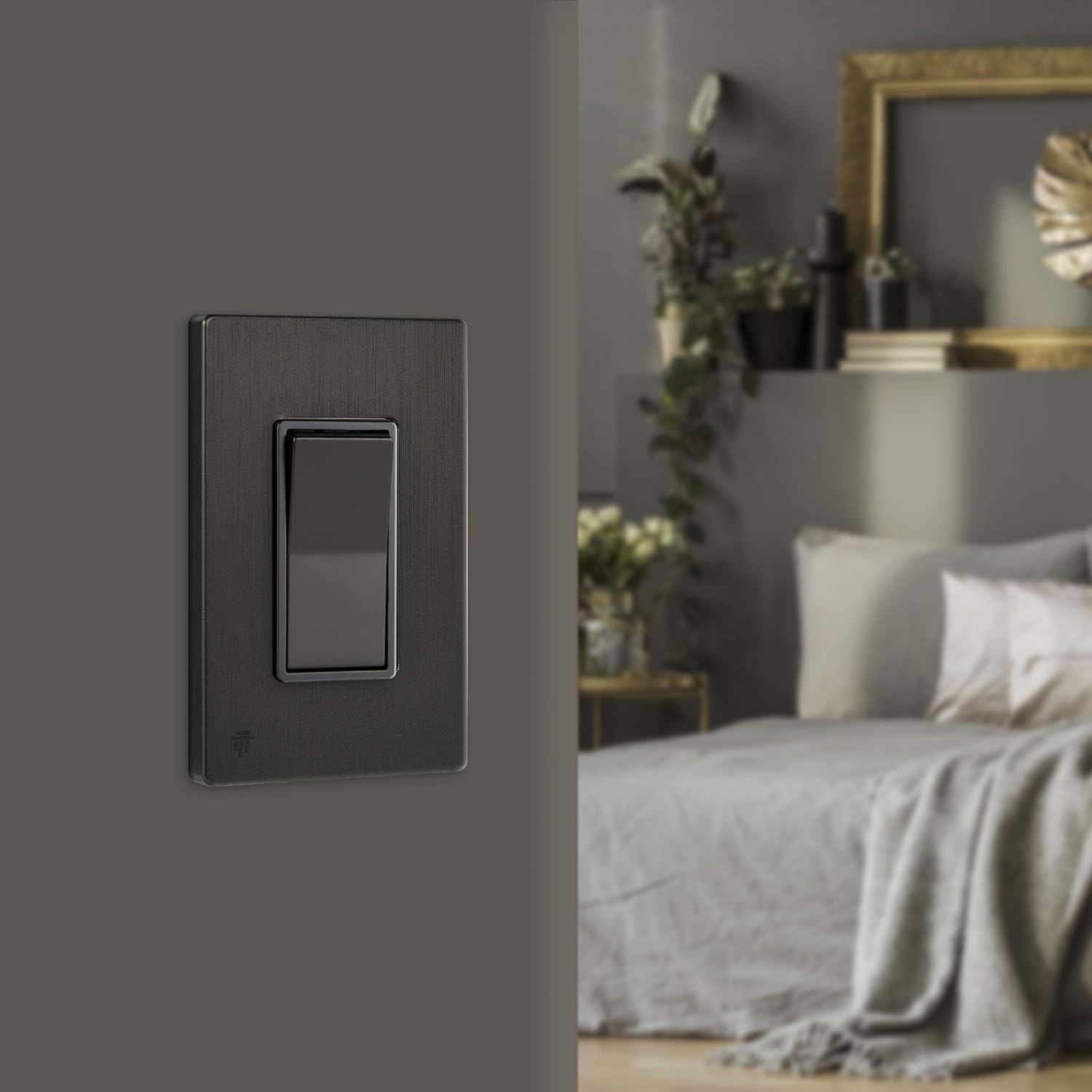 Brushed Dark Bronze Screwless Decorator Wall Plate