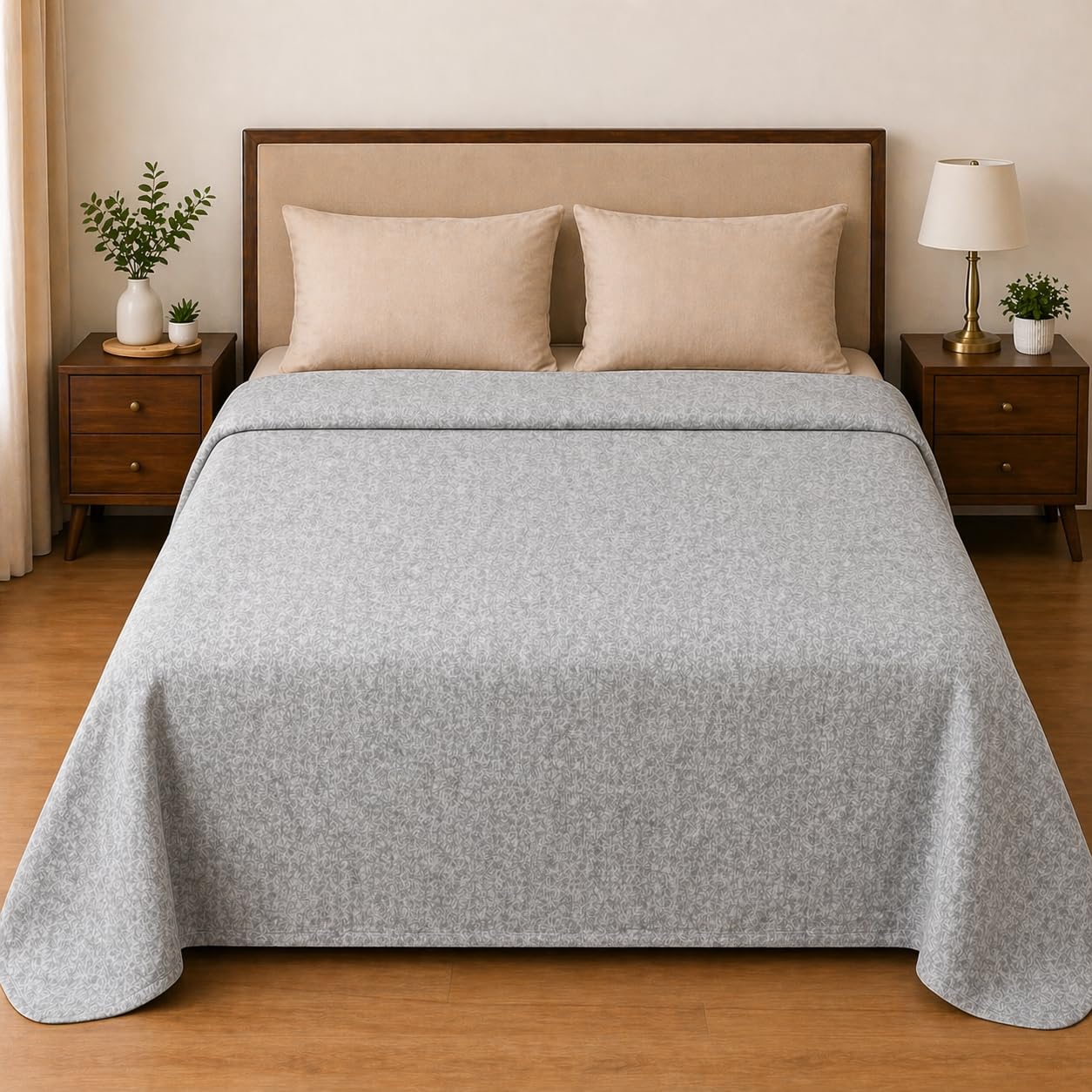 Premium 100% Cotton Dohar for Single Bed | 2 Layer Lightweight AC Blanket | 150 GSM | Summer Comforter | Ultra Soft Breathable All Season Blanket Grey Heather Print-image-38