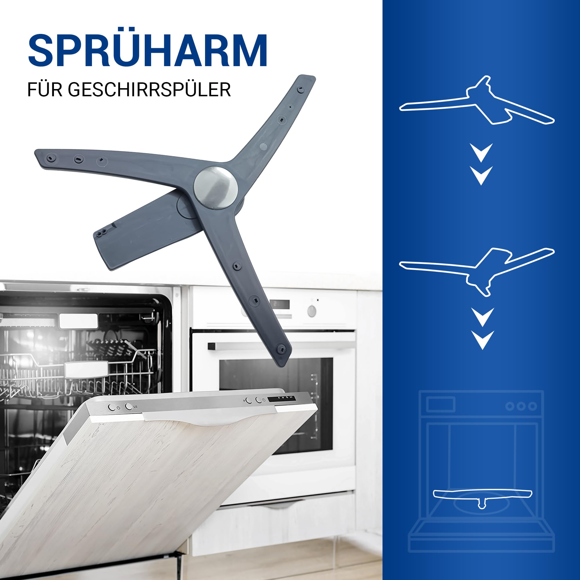 VIOKS Sprüharm Unten Geschirrspüler Ersatz für Beko 1517350200 | Spritzarm Wasserverteilerarm Spülarm, Ersatz für Indesit C00869435, mit Zuführung, für BDFN BDIN BDUN DDT DDW EGN