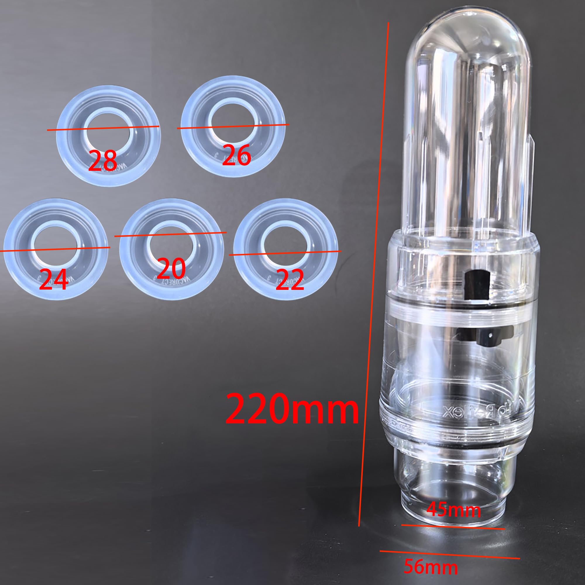 Pompe à vide manuelle pour homme avec cinq anneaux en silicone entraînement de puissance contrôle progressif du volume et des sensations pour exploration intime maîtrisée