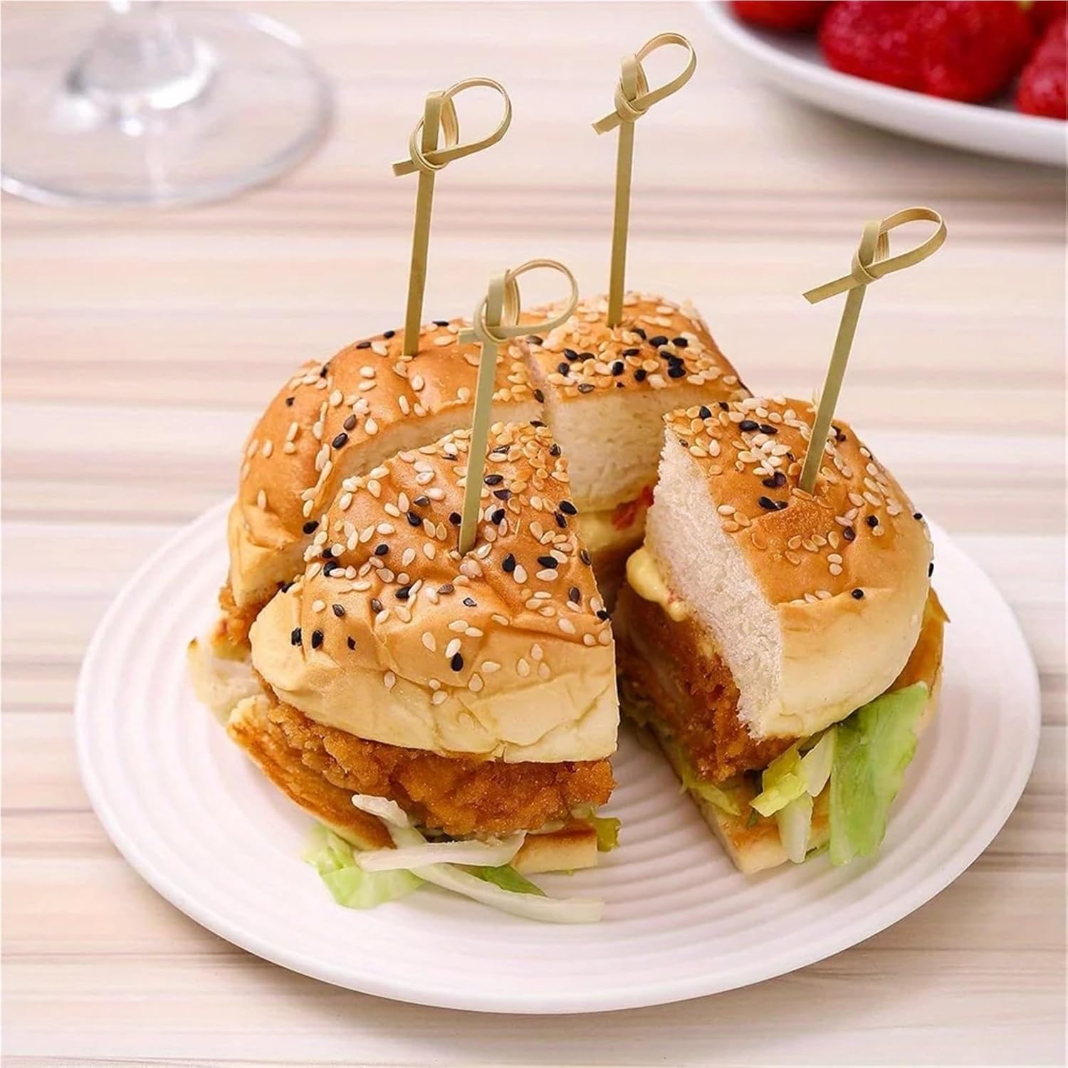 Fruit Skewers 200pcs Cocktail Sticks, Appetiser Skewers, Bamboo, Mini Food, Drink Garnish Picks