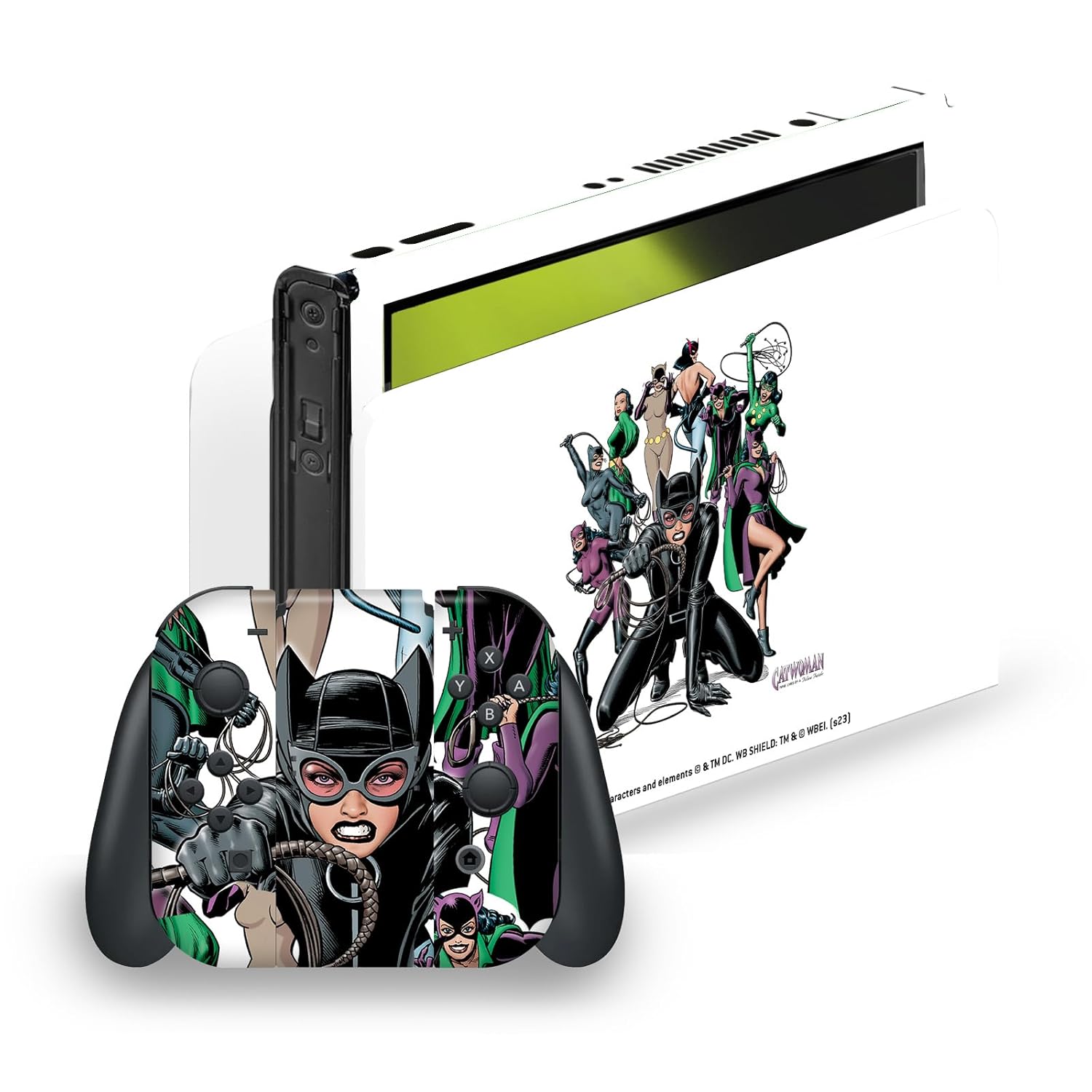 Head Case Designs Officially Licensed Batman DC Comics Catwoman Logos And Comic Book Vinyl Sticker Gaming Skin Decal Cover Compatible With Nintendo Switch OLED Bundle