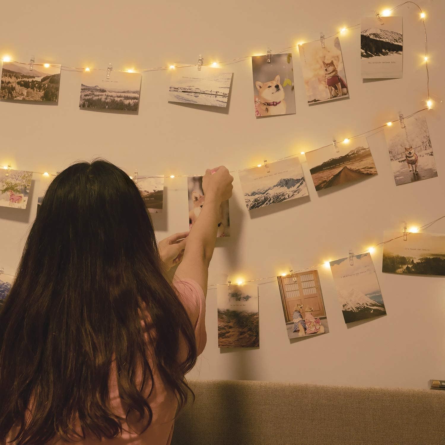 33FT Photo Clip String Lights, USB Operated 100 LED Fairy Lights with ...