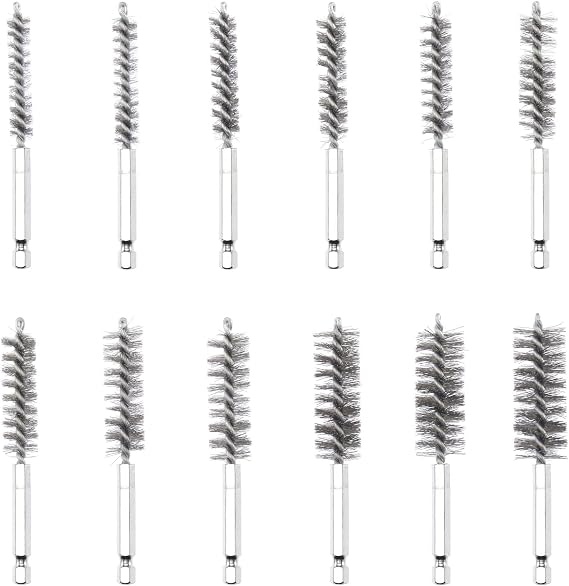NEIKO 00325A Wire Brush Drill Attachments with 1/4-Inch Hex Shank, SAE and MM Brushes Assortment, Mountable on Power Drill or Die Grinder, 38-Piece Set
