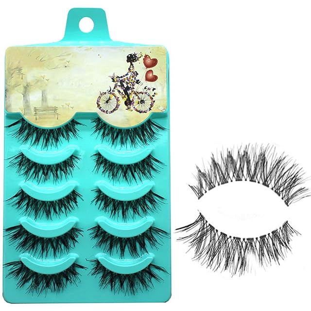 shlutesoy False Eyelashes 5 Pairs Charming Womens False Eyelashes Cross Natural Looking Fake Eye Lashes 1