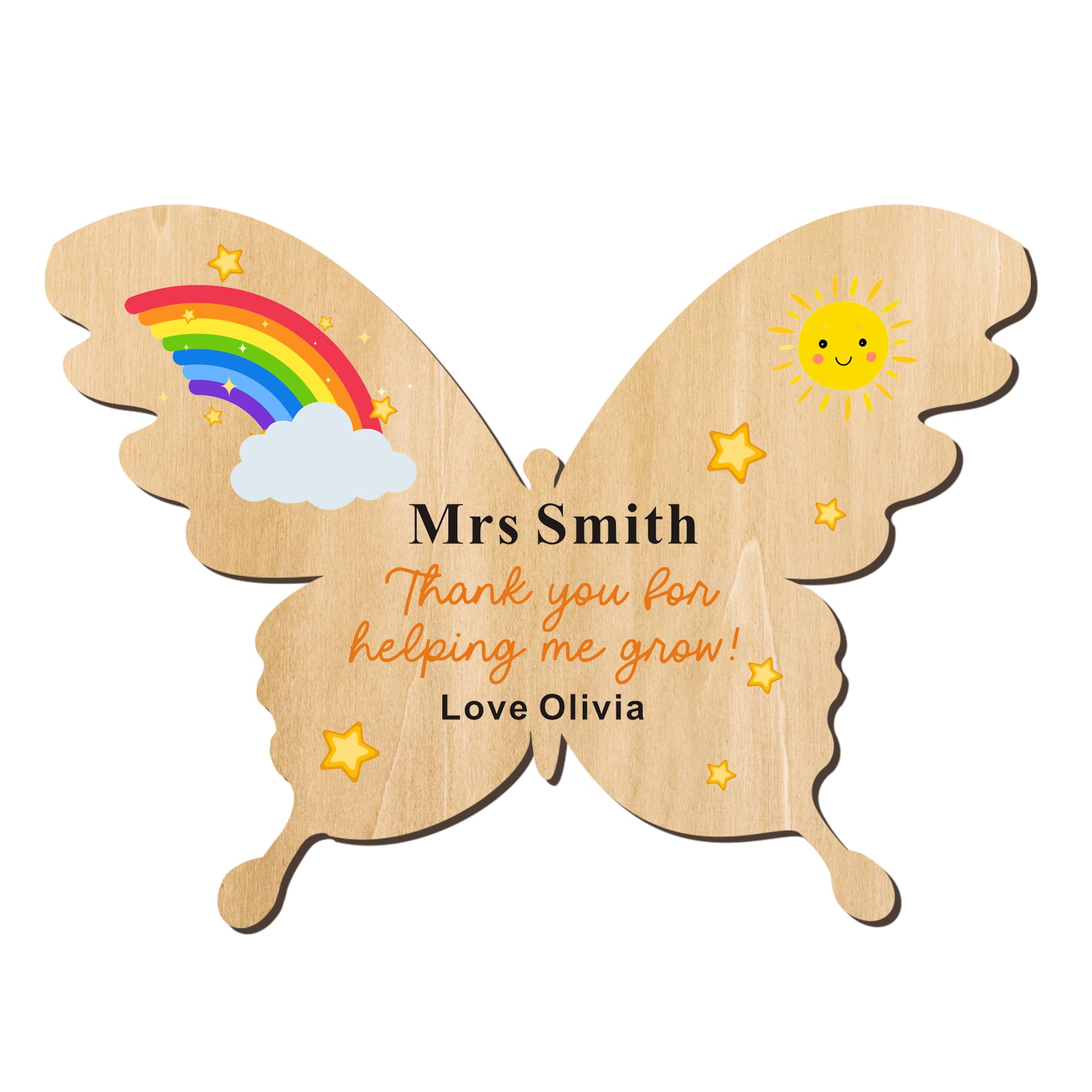 Personalised Teacher Gifts Thank You Gift Custom Wooden Fridge Magnets Gifts with Any Name Thank You Teacher Gifts Best Teacher Gifts for Women Men Tutor Teacher Assistant(Butterfly, Design 1)