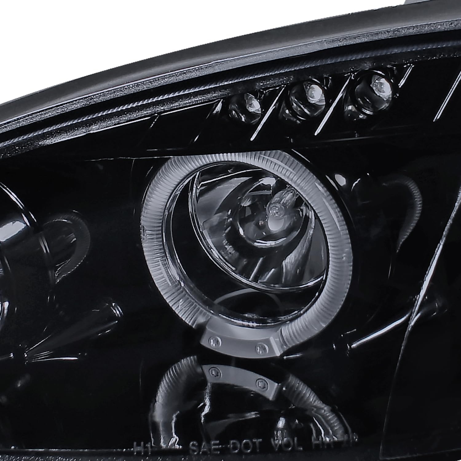 SPEC-D TUNING Black Smoke LED Dual Halo Projector Headlights Compatible with 2001-2005 Mazda Miata MX-5 MX5, Left + Right Pair Headlamps Assembly