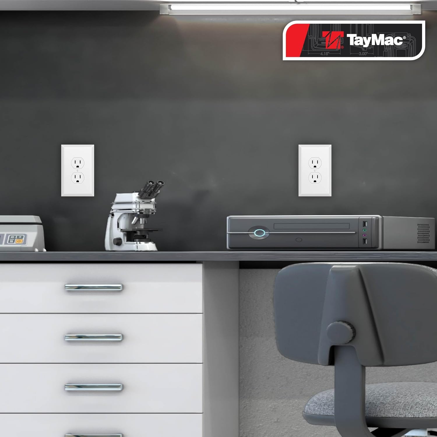 TayMac WJW-D 0.17 in x 3.5 in x 5.5 in 1-Gang White Smooth Metal Jumbo Duplex Wall Plate WJW-D, Outlet Cover Wall Plate with Screws, Electrical Outlet Cover Plate for 1 Device
