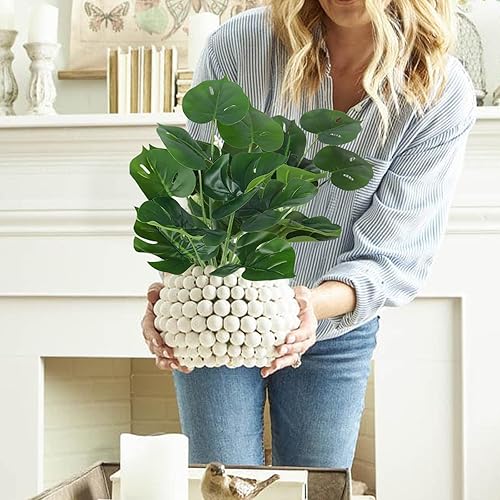 Miniatura 7 de RECUTMS 6 paquetes de plantas falsas, hojas de palmera tropicales artificiales, arbustos de Monstera sintética, plantas verdes, tallos de hojas de