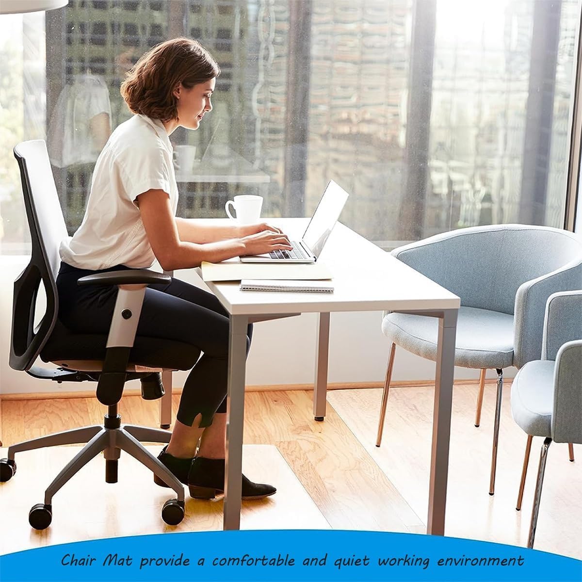 堅木張りの床用透明オフィスチェアマット 滑り止め PVCフロアプロテクター 頑丈な長方形マット デスク&amp;ホーム用(59x79