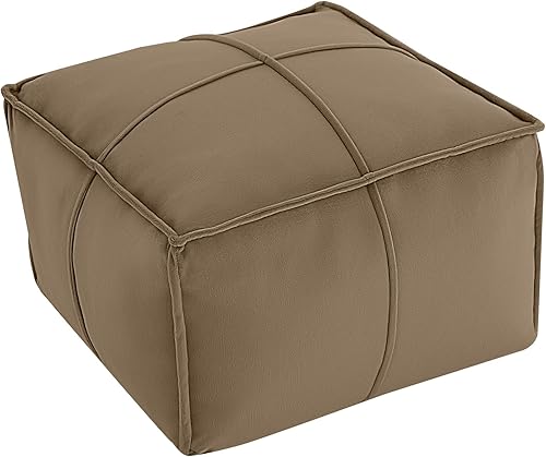 Miniatura 32 de MeMoreCool Puf otomano redondo – Reposapiés relleno de 20 x 20 x 15 pulgadas con relleno de espuma, reposapiés circular pequeño gris oscuro para