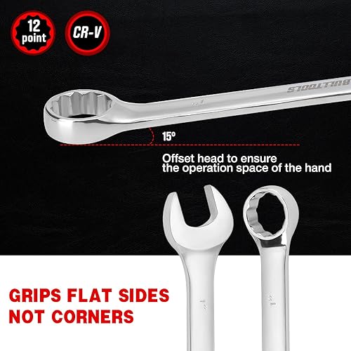 Miniatura 5 de Juego de llaves combinadas de 32 piezas, llaves SAE y métricas de 14"-1" y 0.276 in-0.866 in, extremo de caja de acero al cromo vanadio y extremo