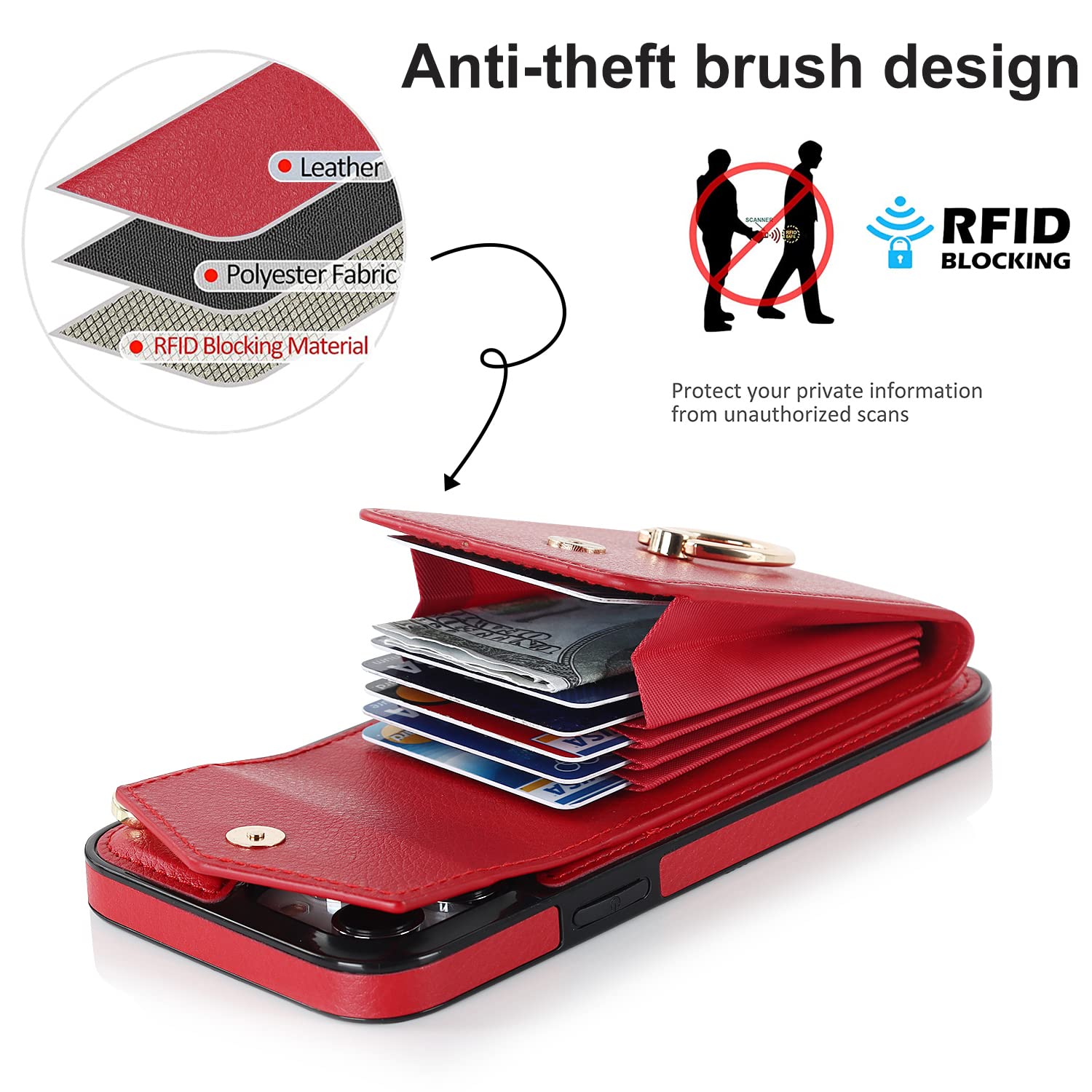 UEEBAI Custodia per iPhone 12 Pro Max 6,7 pollici, 9 slot per schede
