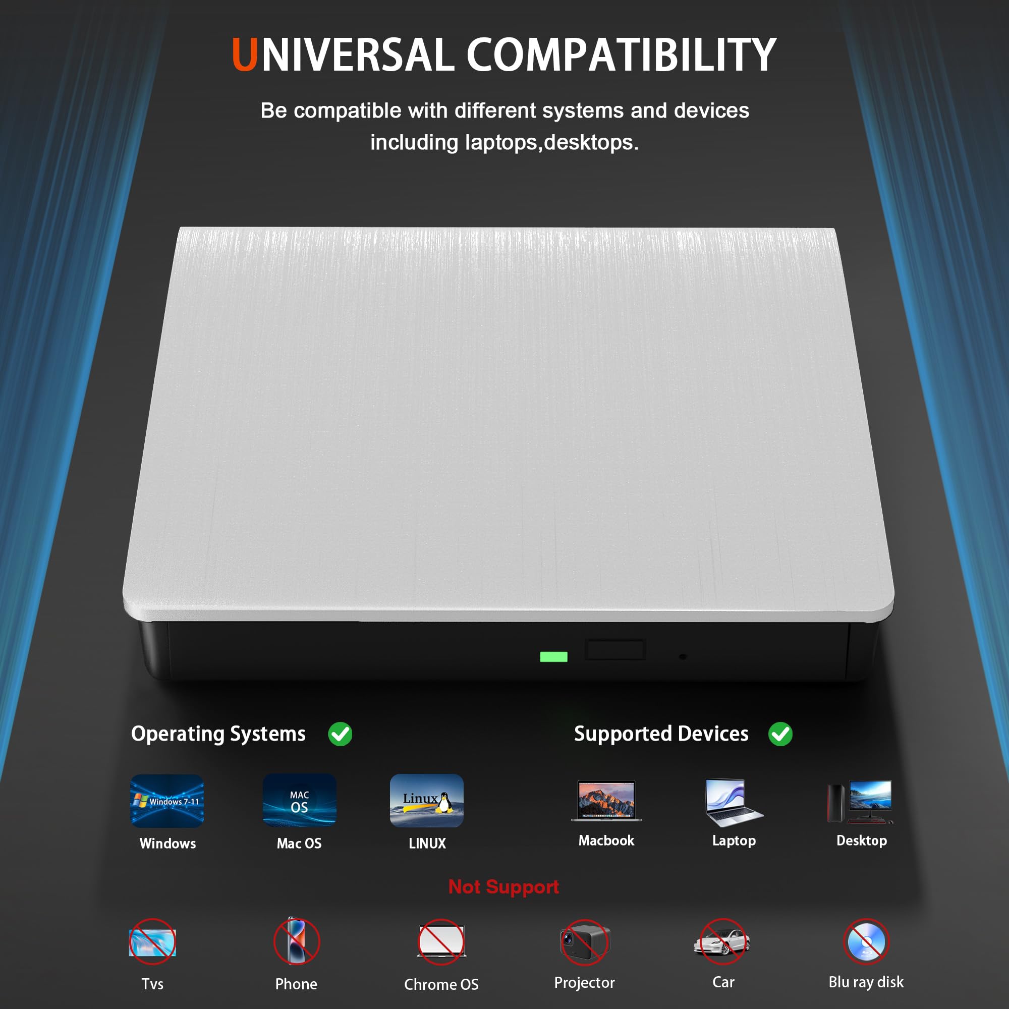 External CD/DVD Drive - Play, Burn & Backup! -4