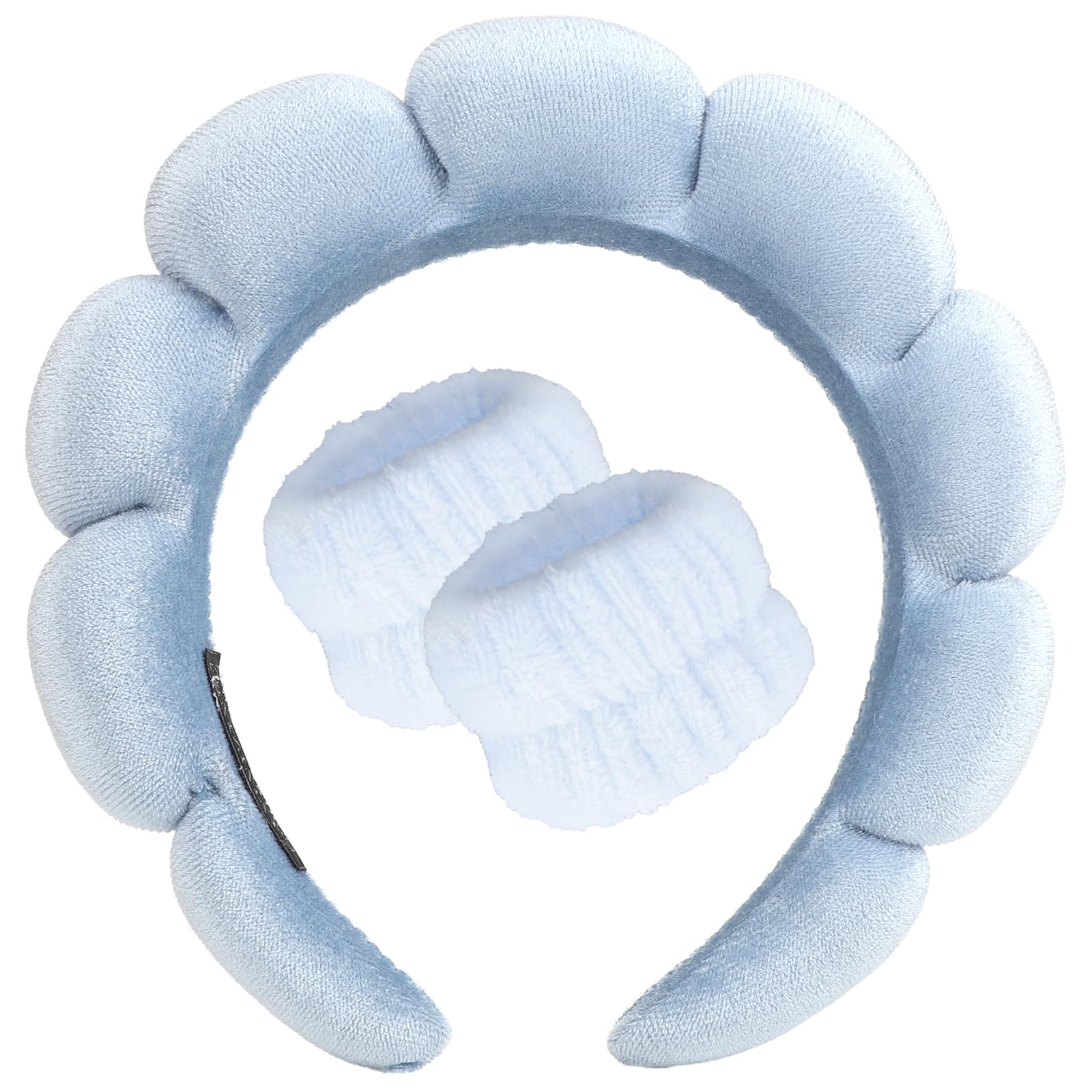 DRESHOW Spa Headband for Washing Face Wristband Set Sponge Soft Terry Cloth Makeup Skincare Non Slip Headband for Women