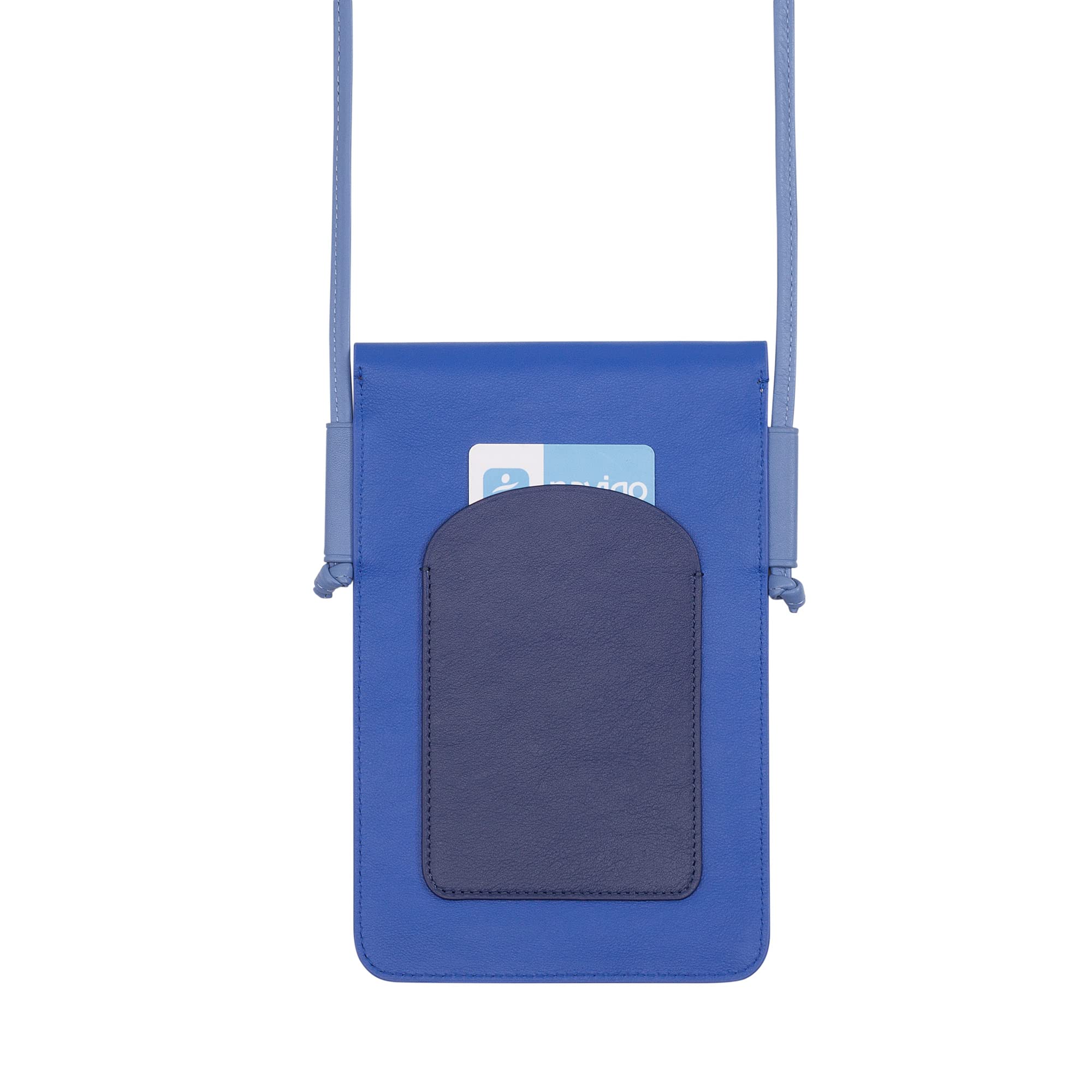DUDU Custodia Porta Cellulare da Collo in Pelle, Astuccio Porta Smartphone fino a 6,7 Pollici con Bottone, Laccio Tracolla Regolabile, Design Sottile Navy