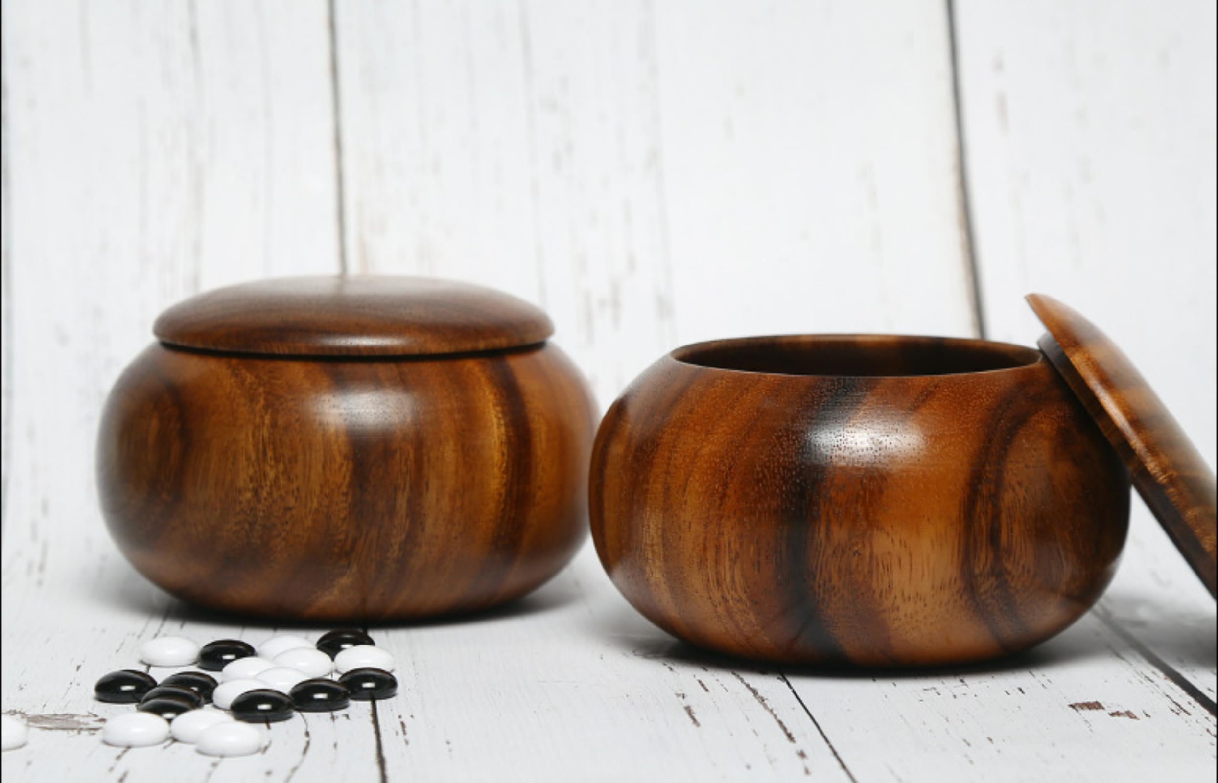 2 szt. zestaw misek do gry w gry, do chodzenia, kontenerów, chess stones holder board, do gry w gry w piesze gry w backgammon walking bowl (kolor drewna)