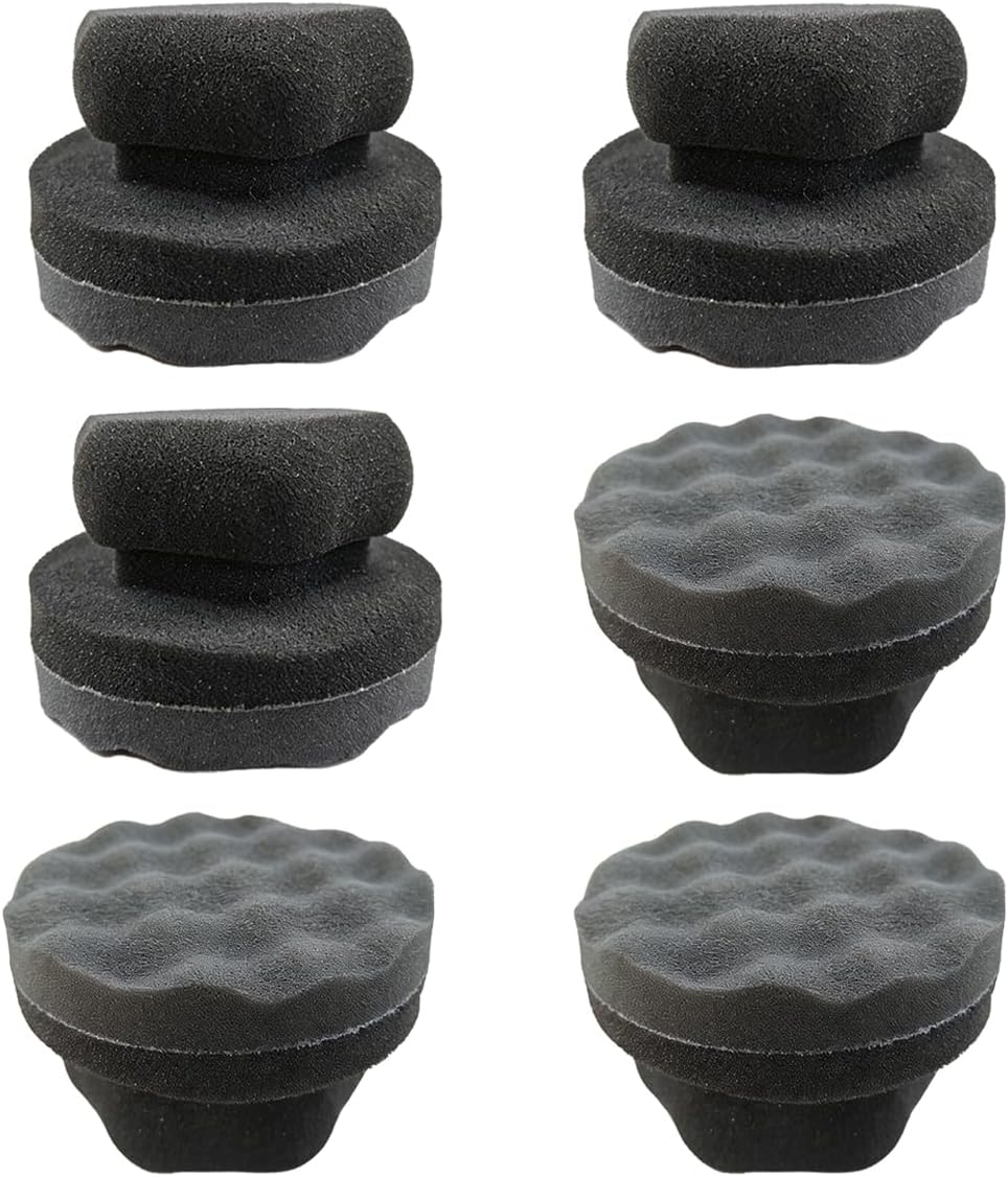Tire Shine Applicator Pad, Reusable Hex Grip Tire Dressing Applicator, Wave Contoured Tire Polishing Sponge Pads, Car Detailing Cleaning Accessories for Most Vehicles (6PCS)