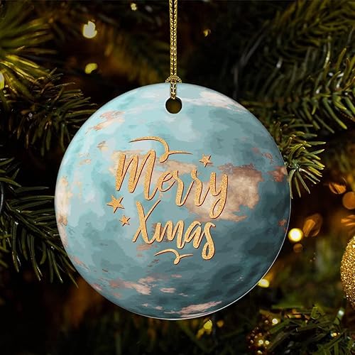 Two-Side Printed Cosmic Galactic Planet Ceramic Christmas Ornament, Novelty for Family Friends Kids, Astronomy Fans Christmas Keepsake Pendants