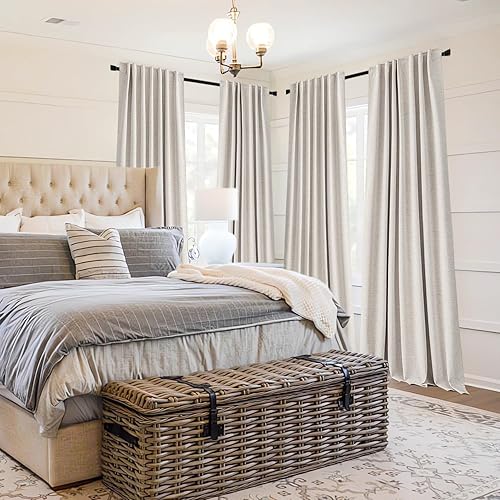 Miniatura 3 de MIULEE Cortinas 100% opacas de 84 pulgadas de largo, cortinas de lino para dormitorio, sala de estar, tratamiento de ventana, aislamiento térmico,