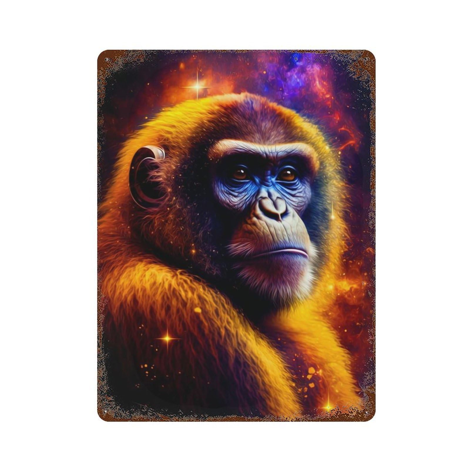 Gorilla Retro Metal Sign 15.7"x11.8", Farmhouse Wall Decor for Cafe, Home Bar And Lounge Decor
