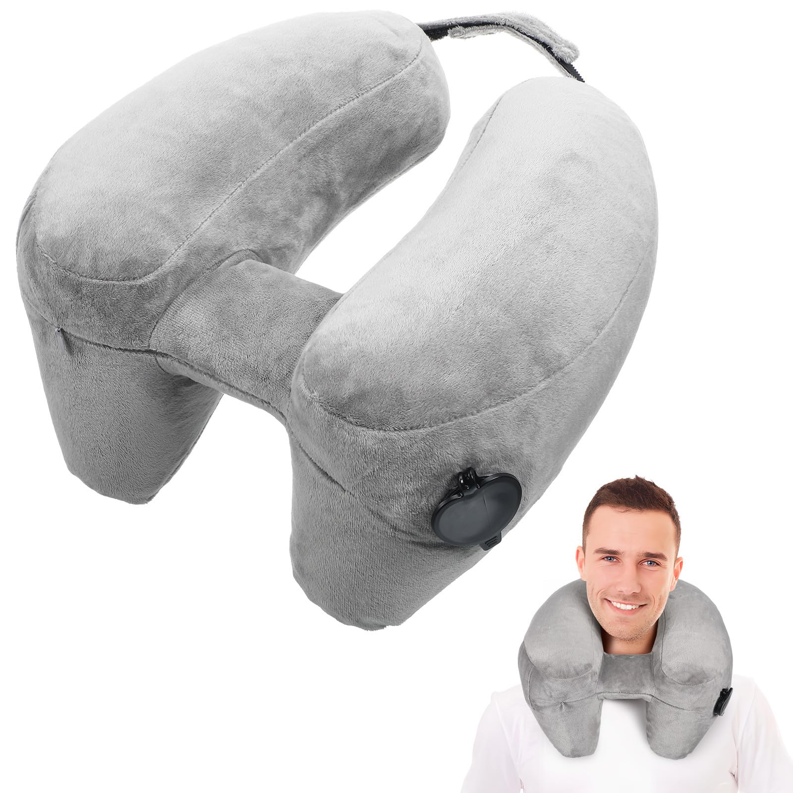Oreiller de voyage gonflable en PVC avec capuche Toyvian pour soutien de la nuque