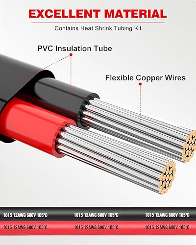 Vista 52 de NAOEVO Cable eléctrico de calibre 18, 2 conductores, cable de PVC trenzado de 18 AWG, bajo voltaje de 12 V/cobre estañado/cable flexible