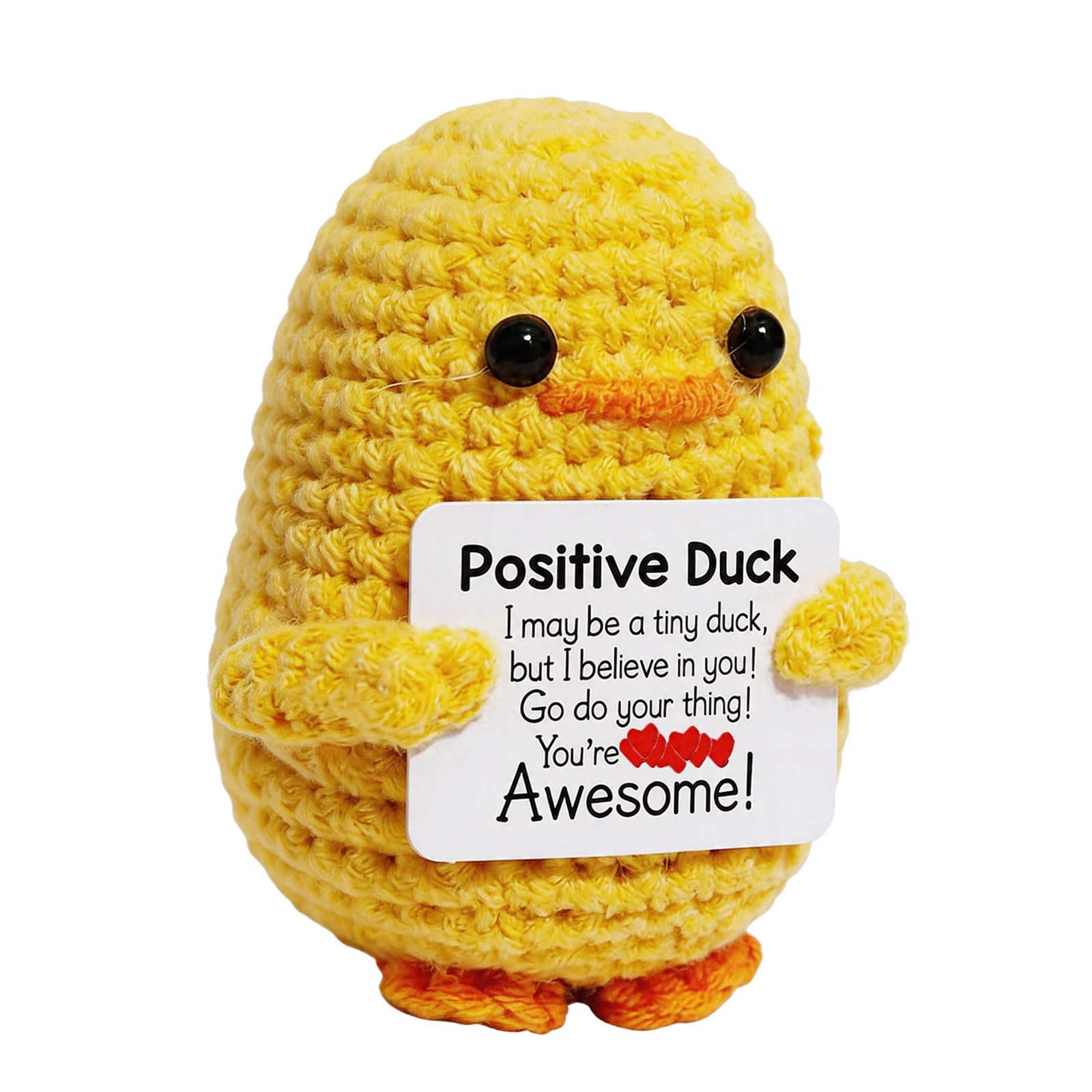Zivvy Positive Duck Gifts, Exam Good Luck Gifts with Positivity Affirmation Cards, Mini Knitted Duck Doll Positive Gifts Emotional Support Encouraging Gift for Women Men Friend Family Birthday Gift