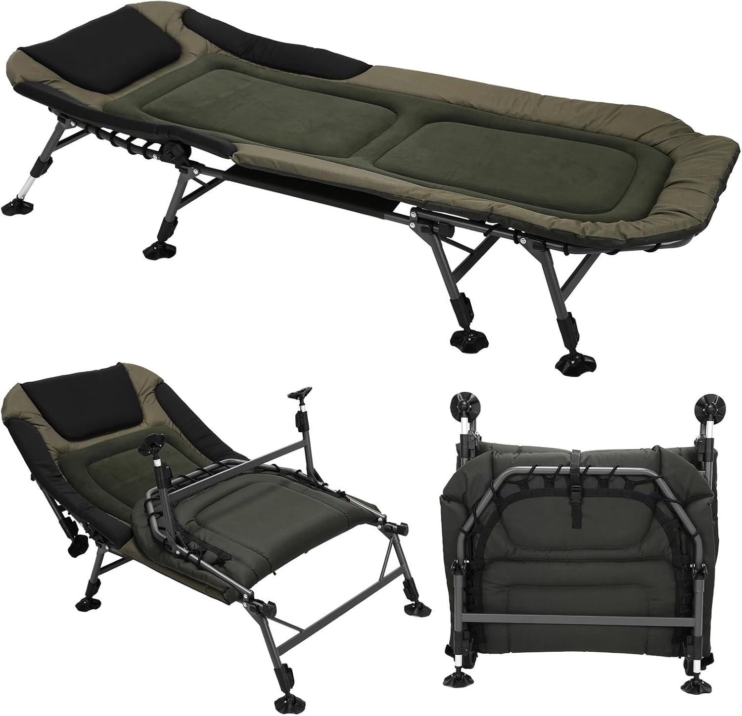 33in Wide Sleeping Cot Holds Up to 397LBS Adjustable Camping Cots with Carry Bag Foldable Bed Easy to Set Up for Travel Garden or Office Use