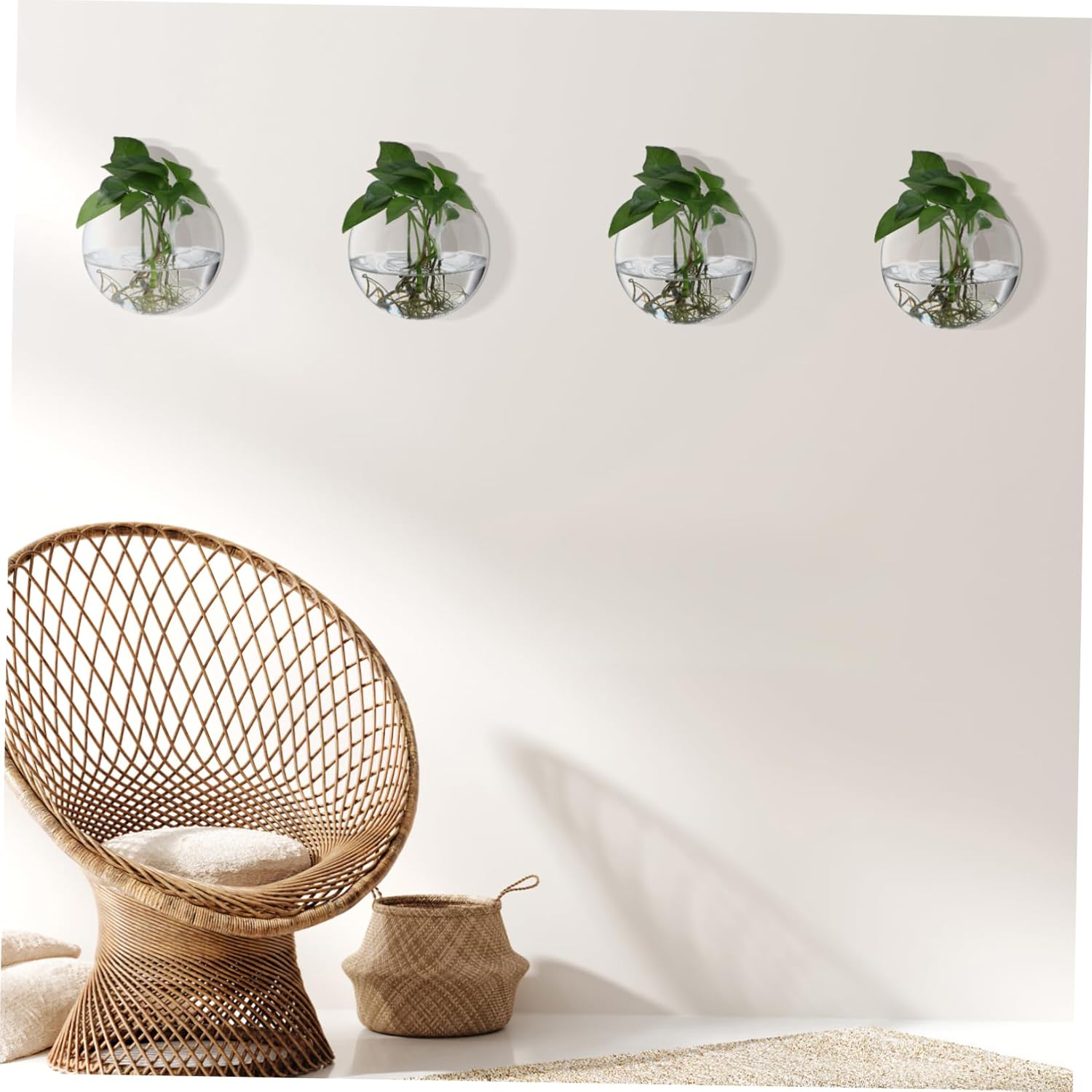 4pcs Hanging Glass Vases for Indoor Plants Unique Shape Wall Decor for Home Office Decor