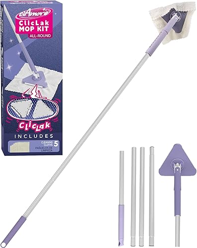 Miniatura 10 de Trapeador de Polvo Desechable, Fijación y Remoción de Paño Sin Contacto al Instante, Compatible con Almohadillas Swiffer, Trapeador con Clip