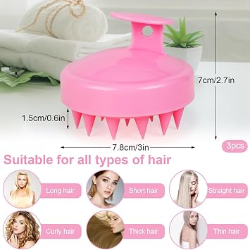 Oligei Scalp Massager 3 Pack, Shampoo Brush, Hair Scrubber for Exfoliation, Soft Silicone Brush for Hair Growth and Dandruff Removal