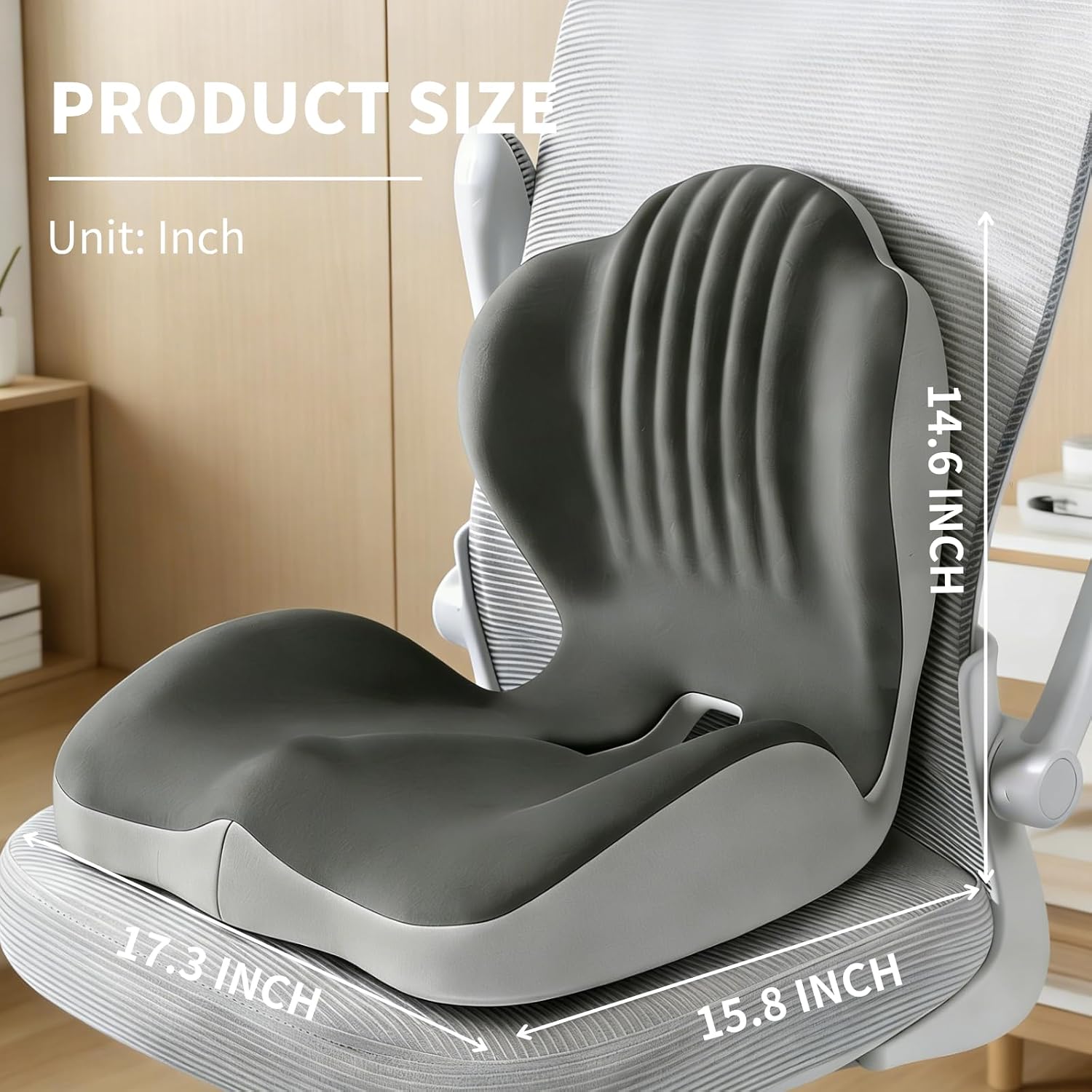 Ergonomic Seat Cushion, L-Shaped Memory Foam Orthopedic Seat Cushion with Coccyx Hollow Design, Lumbar Support & Tailbone Pain Relief for Car, Truck, Office, Gaming Chair and Household Use.