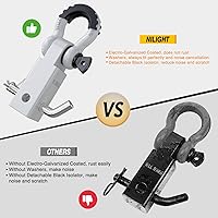 Vista 5 de Nilight Shackle Hitch Receiver 2Inch 45000 LBs Breaking Strength 3/4" D Ring Pin Heavy Duty Solid Recovery Towing Kit for Trucks Jeeps Off-Road White