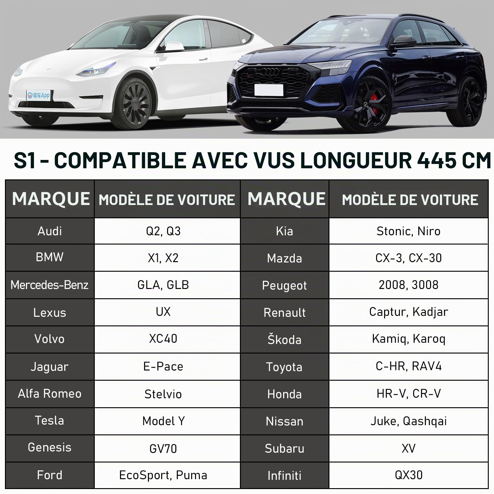 Favoto Housse de Voiture Extérieure Imperméable - Bâche en PEVA+Coton Anti UV Vent Poussière avec Fermeture Éclair Compatible avec Mazda CX-3 Ford Puma pour SUV Jusqu'à 445cm