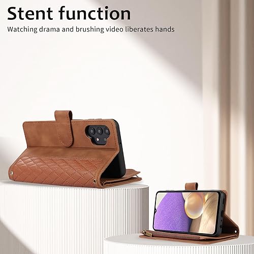 Miniatura 4 de Asuwish Funda para teléfono Samsung Galaxy A32 4G de 6.4 pulgadas, con protector de pantalla de vidrio templado y correa cruzada para la muñeca, con