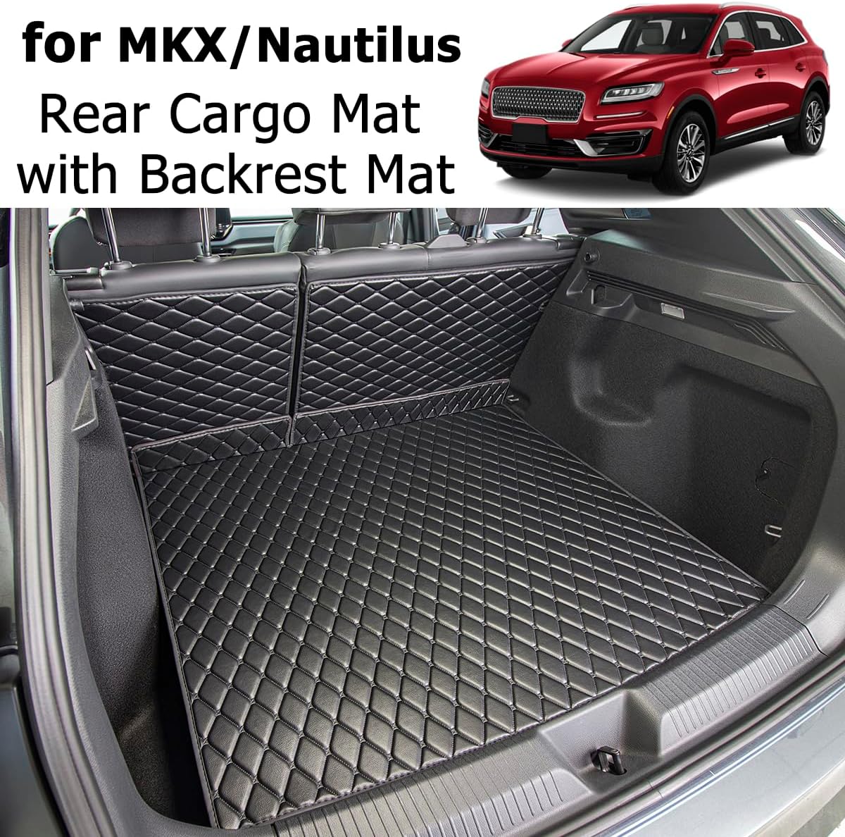 for 2016-2018 Lincoln MKX / 2019-2022 Nautilus Trunk Mat and Rear Backrest Mat Cargo Liners