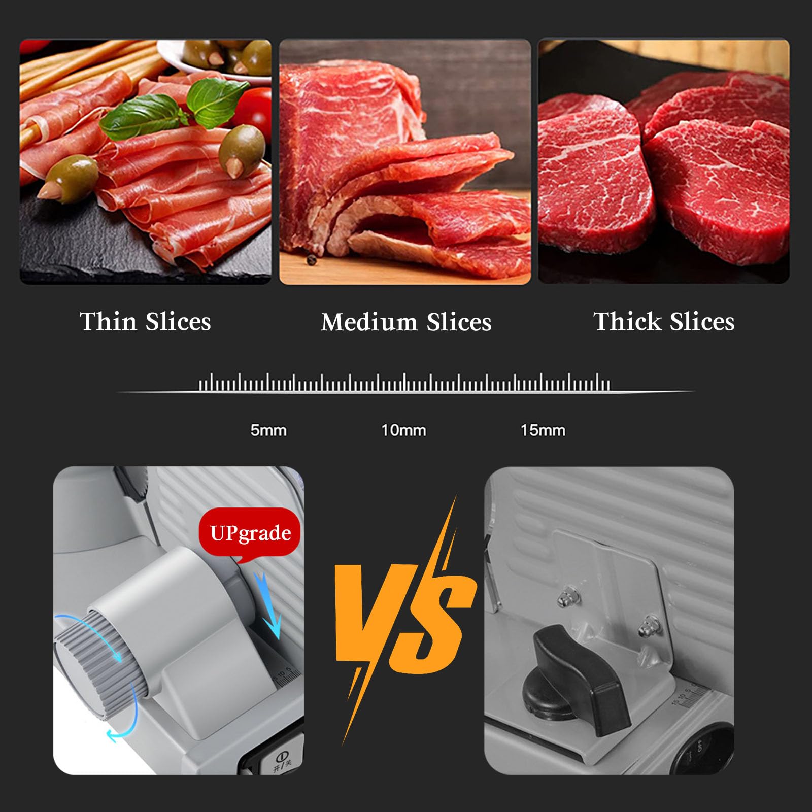 Affettatrice per Alimenti con Protezione di Sicurezza per Bambini Commerciale Affettatrice per Carne con Lama Sostituibile Affettatrice Elettrica per Formaggio E Pane