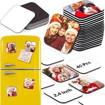 Sublimation Magnet Blanks, Personalized Sublimation Blanks Bulk with 20 PCS Larger Square Blanks, 20 PCS Fridge Magnets for Custom Refrigerator Oven Decor Office Calendar DIY Crafts 6 x 6 cm