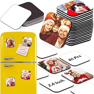 Sublimation Magnet Blanks, Personalized Sublimation Blanks Bulk with 20 PCS Larger Square Blanks, 20 PCS Fridge Magnets for Custom Refrigerator Oven Décor Office Calendar DIY Crafts (6 x 6 cm) - Buy now