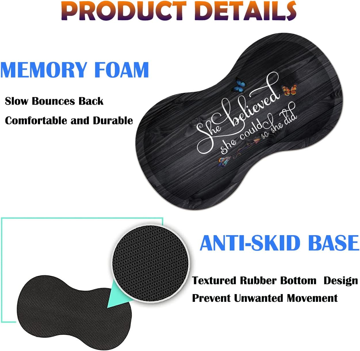 Extended Gaming Mouse Pad Desk Pad Keyboard Pad, Mouse Wrist Rest and Coaster, Anti-Slip Rubber Base Mouse Pad, Suitable for Gaming and Office, She Believed She Could So She Did