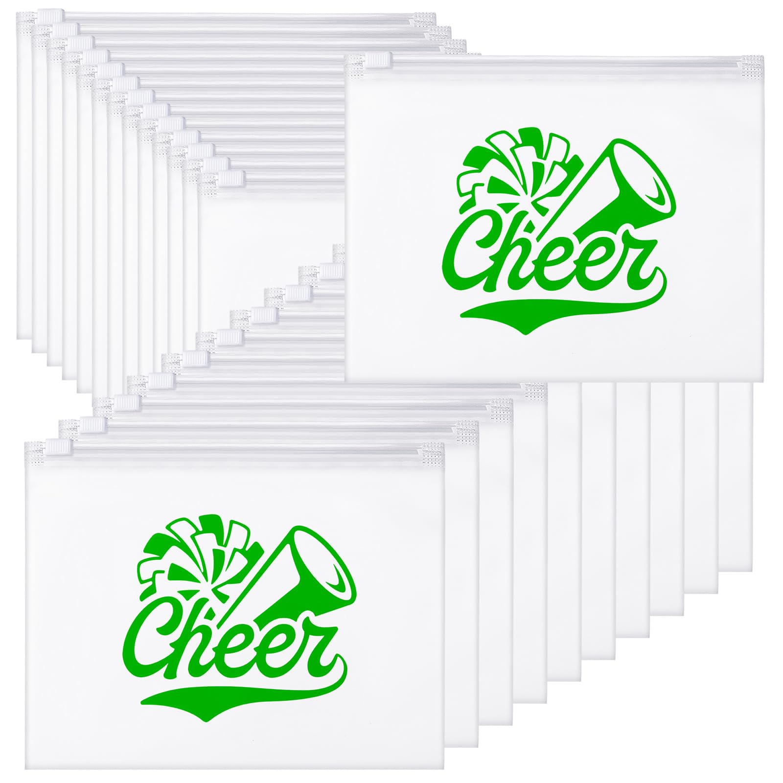 Sunnyray 60 Pcs Cheer Team Gifts Bulk Cosmetic Makeup Bags for Cheerleader Sport Team Inspirational EVA Bag Women Makeup Toiletry Bags Pouch with