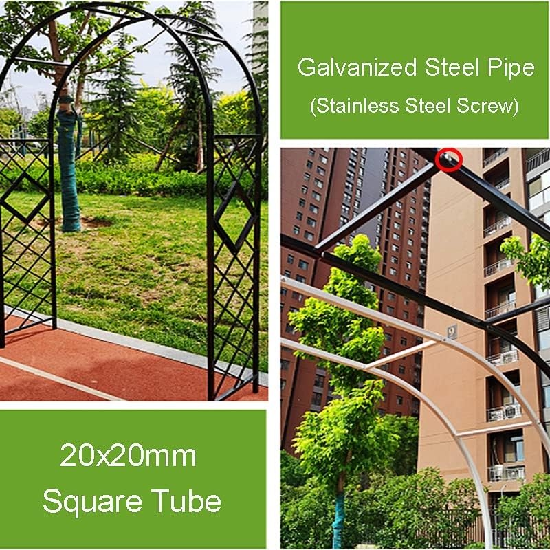 頑丈な ガーデン アイアン アーチ、フラワーアーチ ベース付アーチバラアーチ 錆びない トレリス、屋内屋外芝生裏庭パティオ、140x