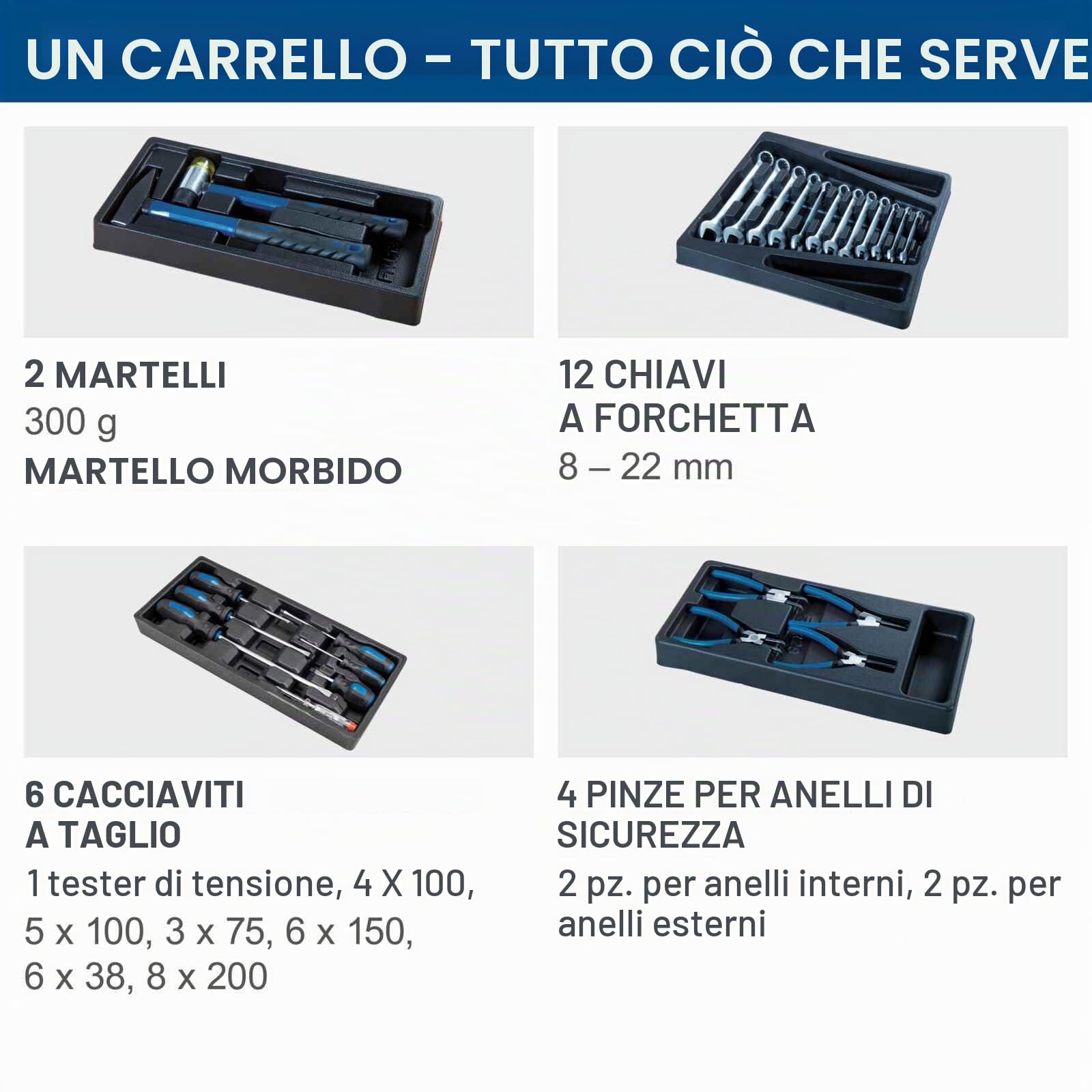 Scheppach Carrello da officina TW1000 7 cassetti 263 accessori