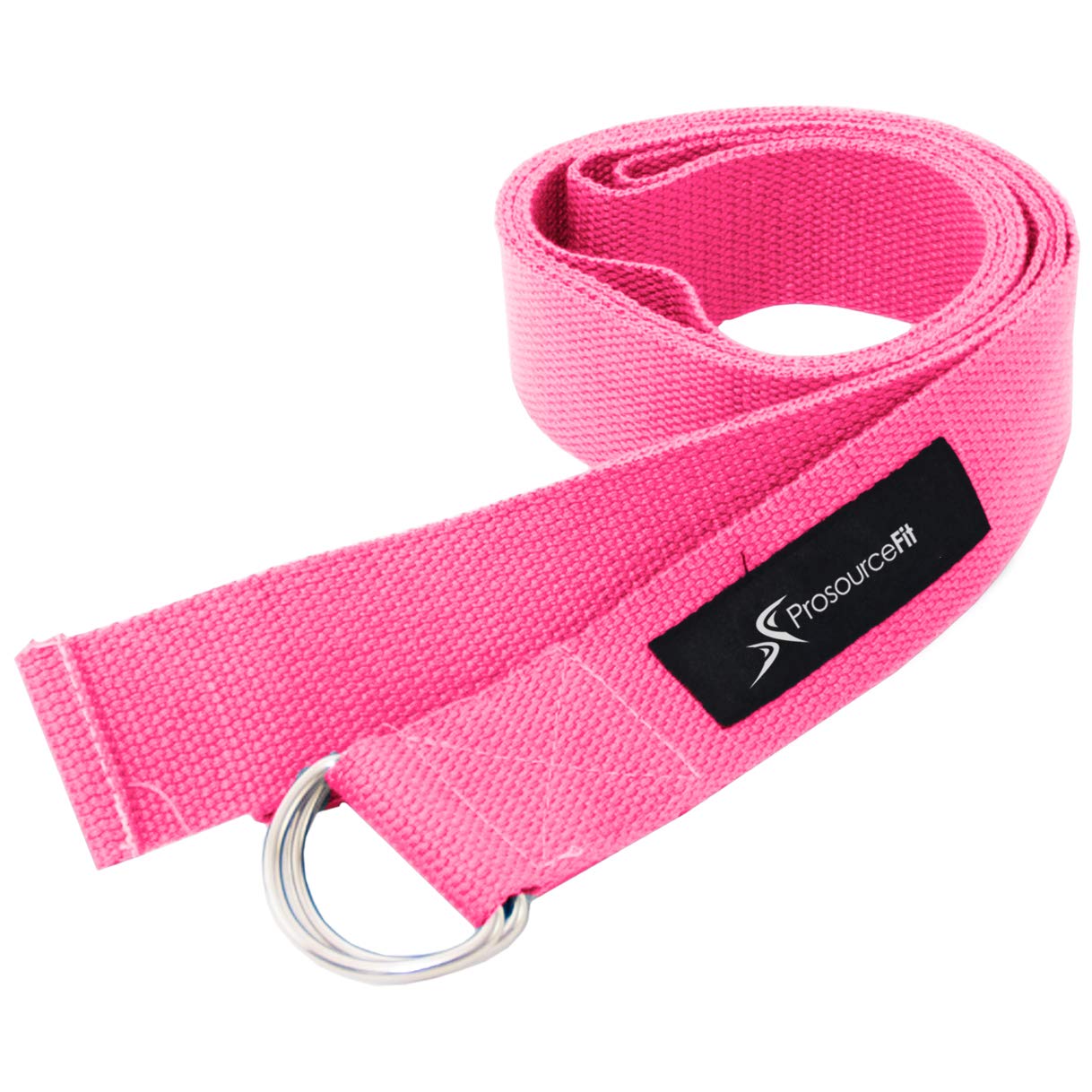 (pink) - ProSource Metal D-Ring Yoga Strap 2.4m Durable Cotton for Stretching and