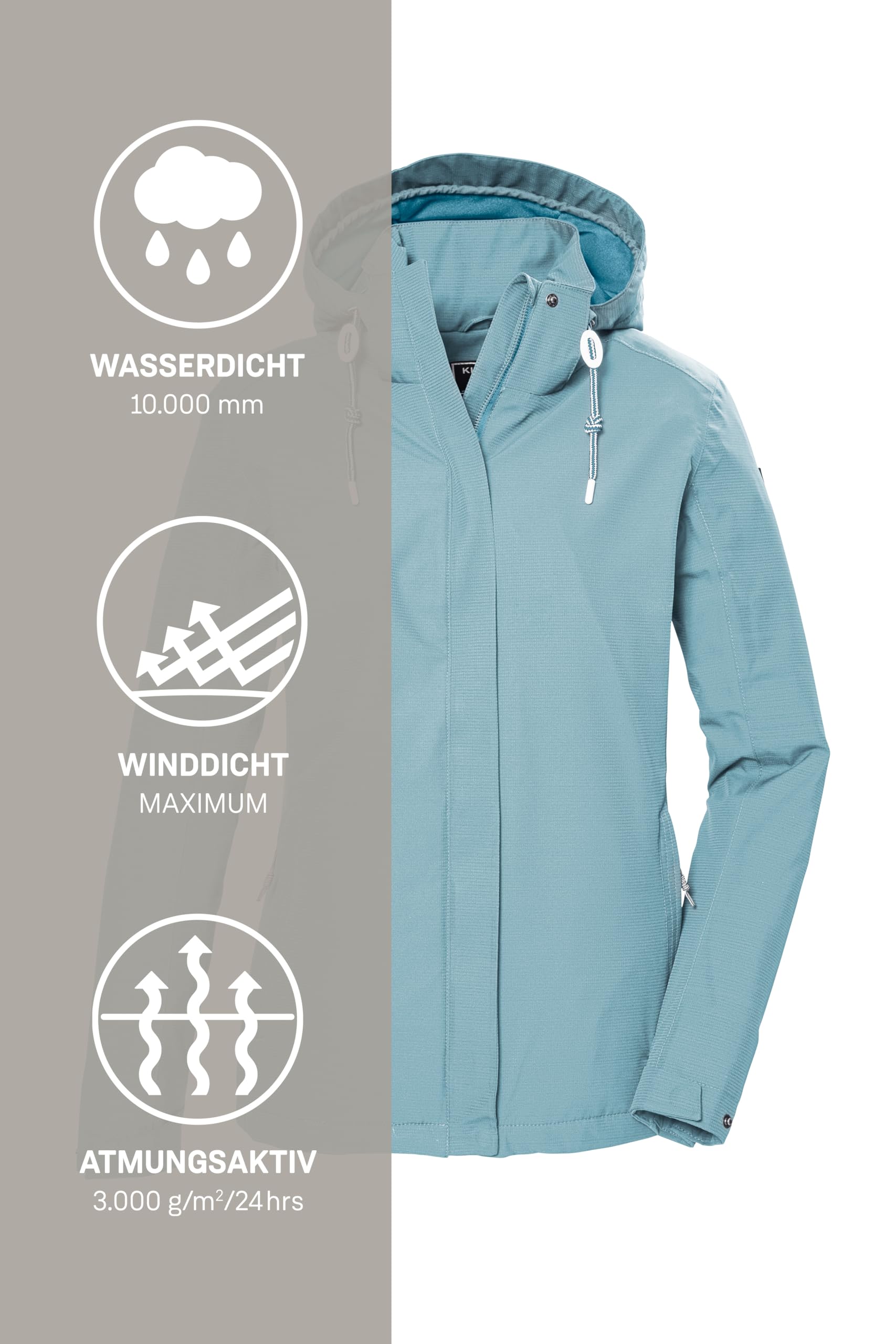 Killtec Damen Kos 61 Wmn Jckt Funktionsjacke wasserdicht/Outdoorjacke mit abzippbarer Kapuze