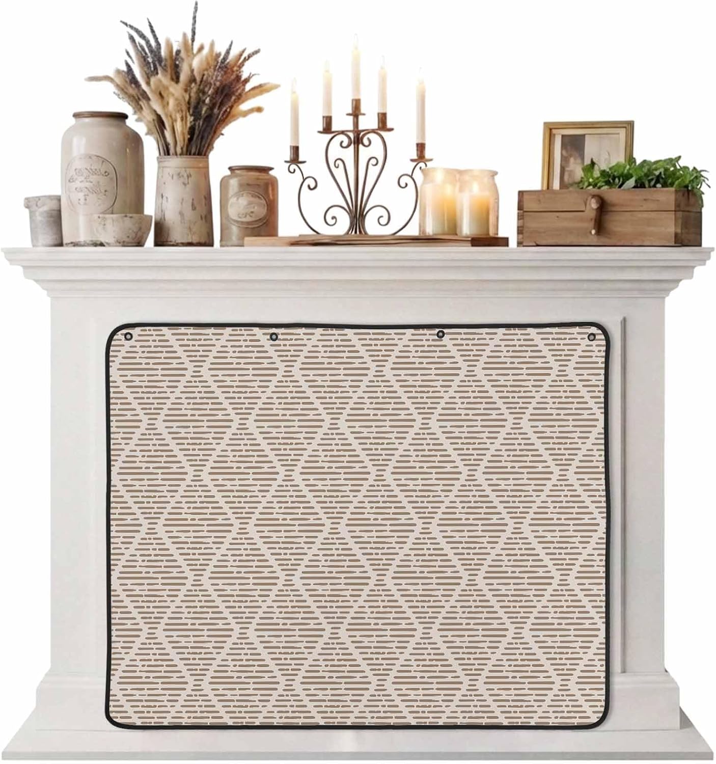 Magnetic Fireplace Cover Brown Stripes Fireplace Screen Decorative Modern Art Geometric Lines Insulation Fireplace Blocker Blanket Save Energy Fireplace Draft Stopper Covers for Living Room 36x30 Inch