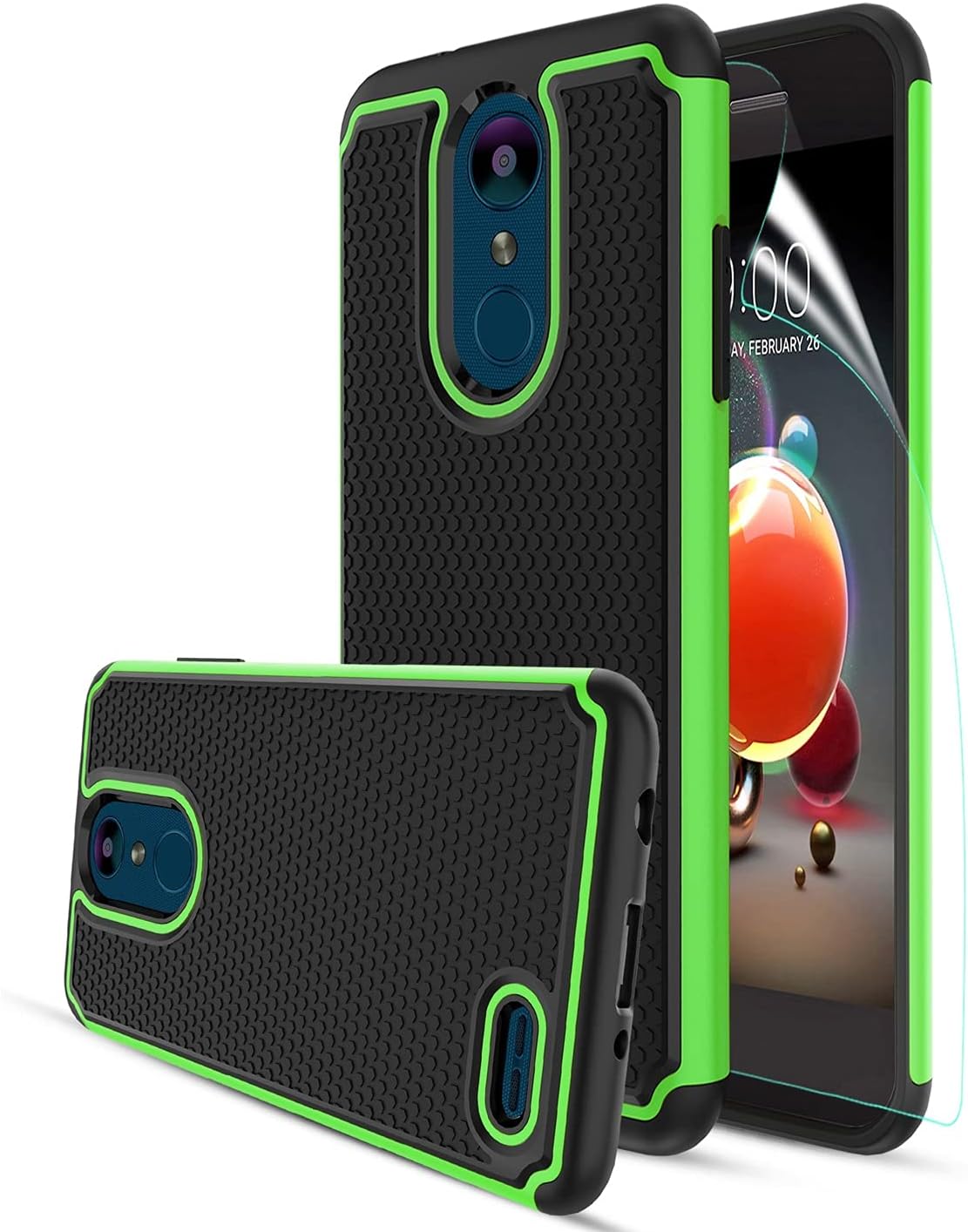 Aetech for LG Aristo 2, LG Aristo 3/Rebel 4 LTE/Aristo 2 Plus/K8 2018 Plus/Phoenix 4/Tribute Dynasty/Zone 4/Fortune 2/Risio 3 Case with Screen Protector (Green)